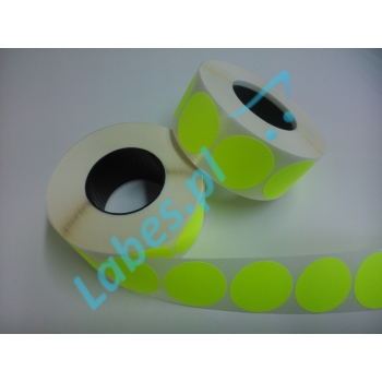 Etykiety żółte FLUOR Fi 30 mm - 1000 sztuk - termo-transferowe